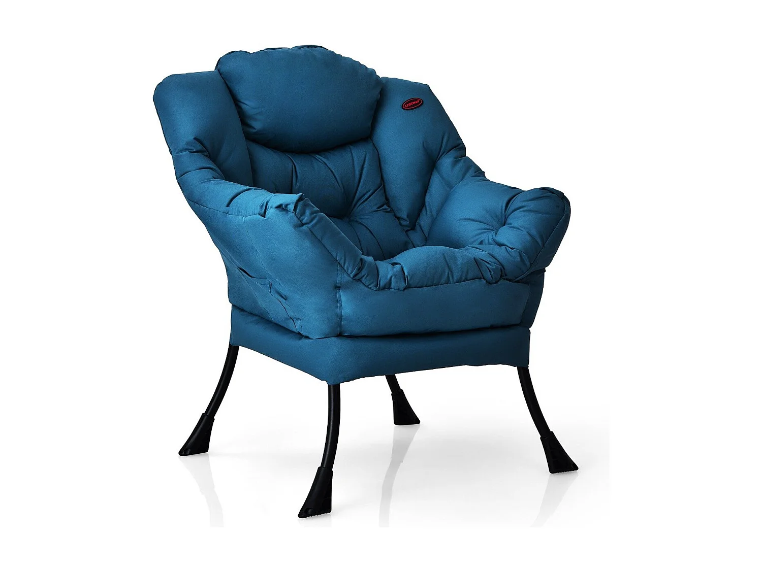 Chaise Paresseuse Moderne en Tissu Polyester Chaise de Salon Contemporaine avec Cadre Métallique Fauteuil Simple Rembourré Bleu