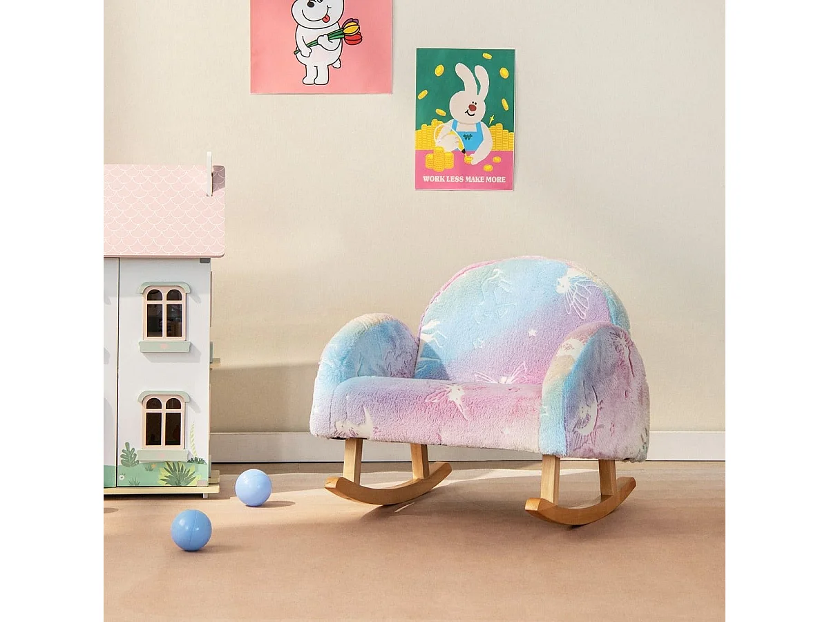 Schaukelstuhl Kinder Kindersofa im Dunkeln Leuchtend Kindersessel gepolstert aus Flanellstoff