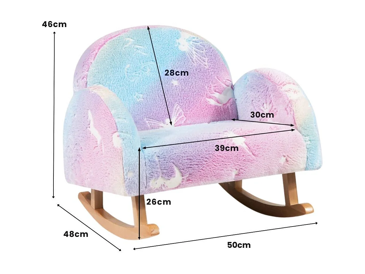 Schaukelstuhl Kinder Kindersofa im Dunkeln Leuchtend Kindersessel gepolstert aus Flanellstoff