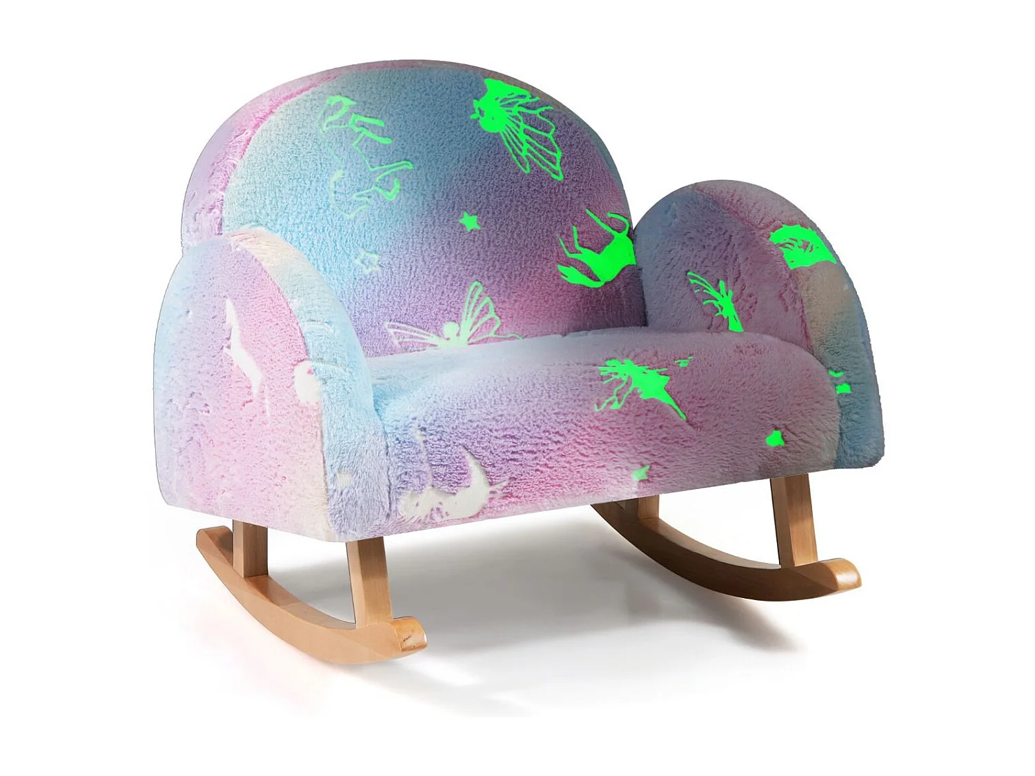 Schaukelstuhl Kinder Kindersofa im Dunkeln Leuchtend Kindersessel gepolstert aus Flanellstoff