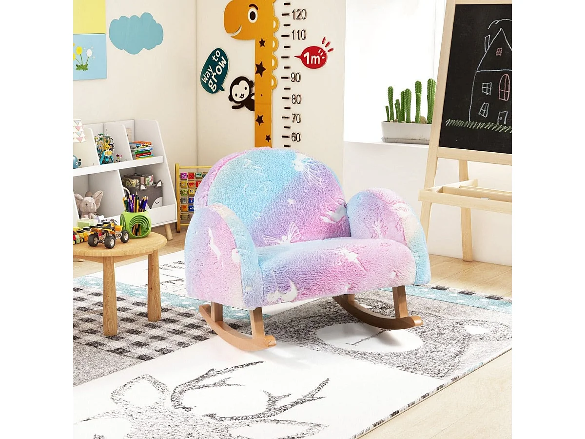 Schaukelstuhl Kinder Kindersofa im Dunkeln Leuchtend Kindersessel gepolstert aus Flanellstoff