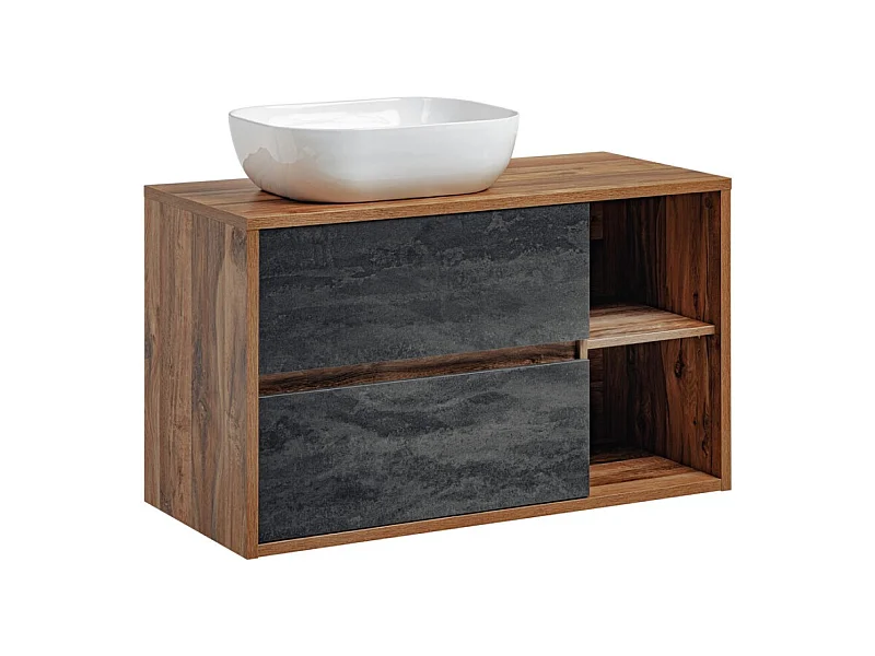 Conjunto de móveis para pia GABI 100 cm com pia de apoio branca