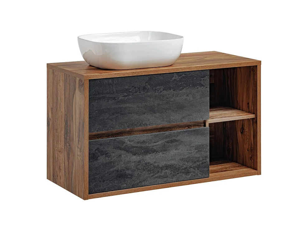 Ensemble meuble sous vasque GABI 100 cm avec vasque à poser blanche