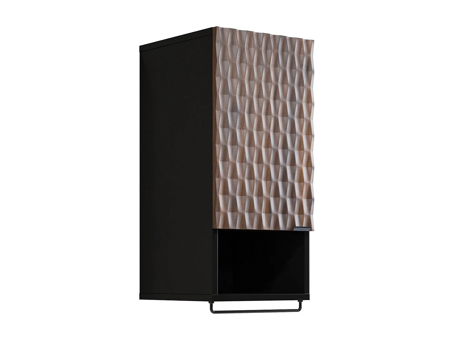 Set van 3 badkamermeubels KING - Donkere eik en zwart - 80 cm