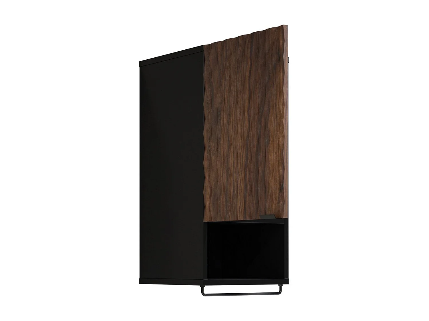 Set van 3 badkamermeubels KING - Donkere eik en zwart - 80 cm