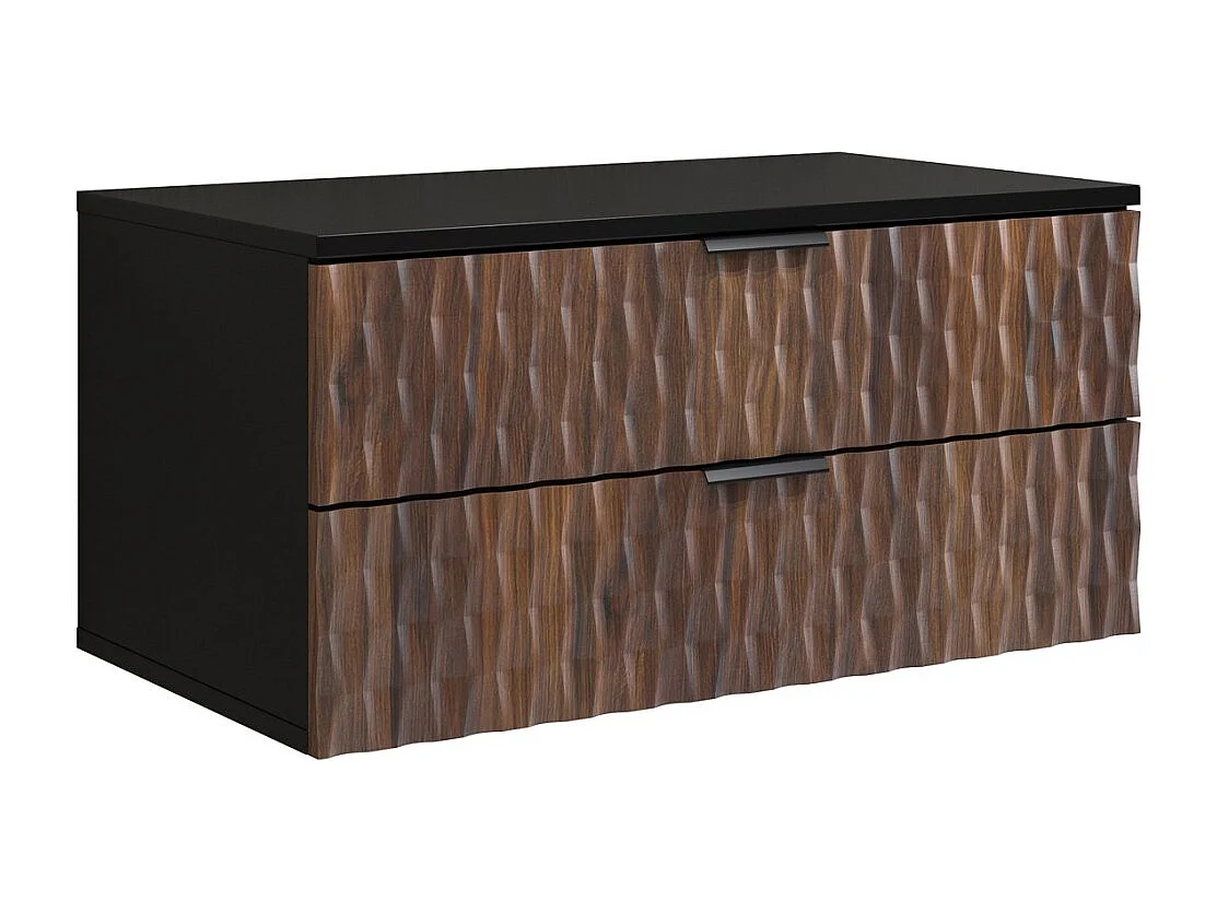 Set van 3 badkamermeubels KING - Donkere eik en zwart - 80 cm