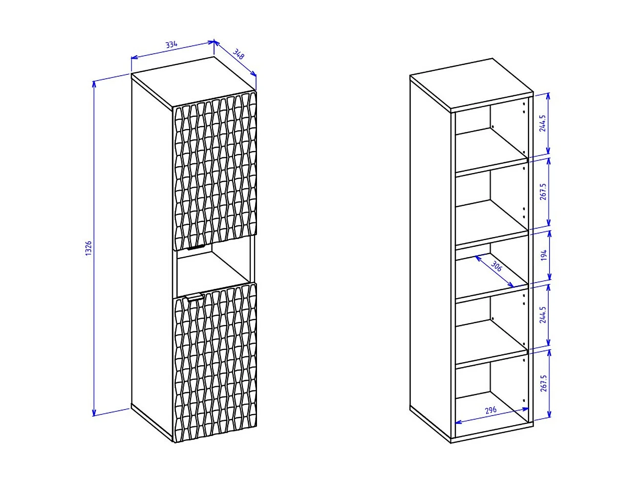 Set van 3 badkamermeubels KING - Donkere eik en zwart - 80 cm