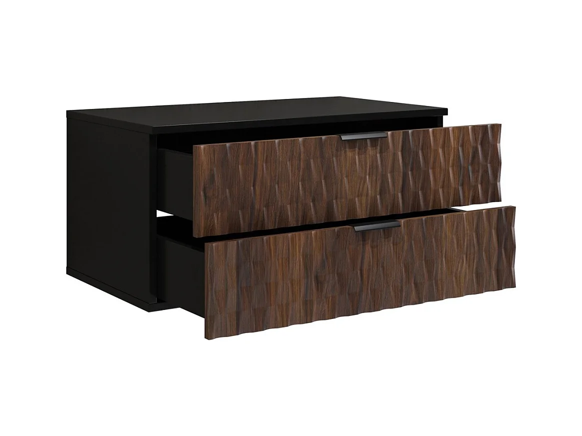 Set von 3 Badezimmermöbeln KING – Dunkle Eiche und Schwarz - 60 cm