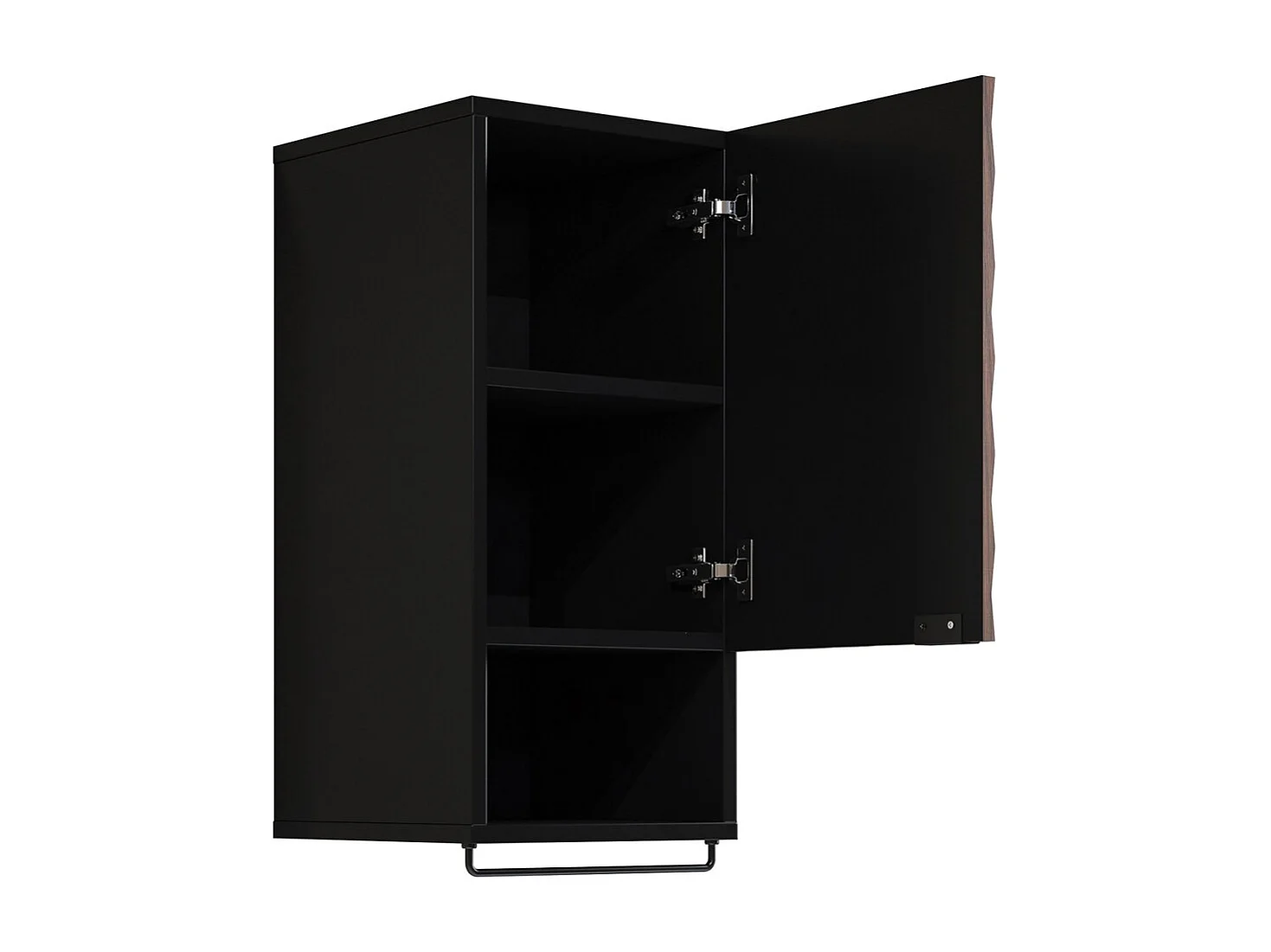 Set van 3 badkamermeubels KING - Donkere eik en zwart - 60 cm