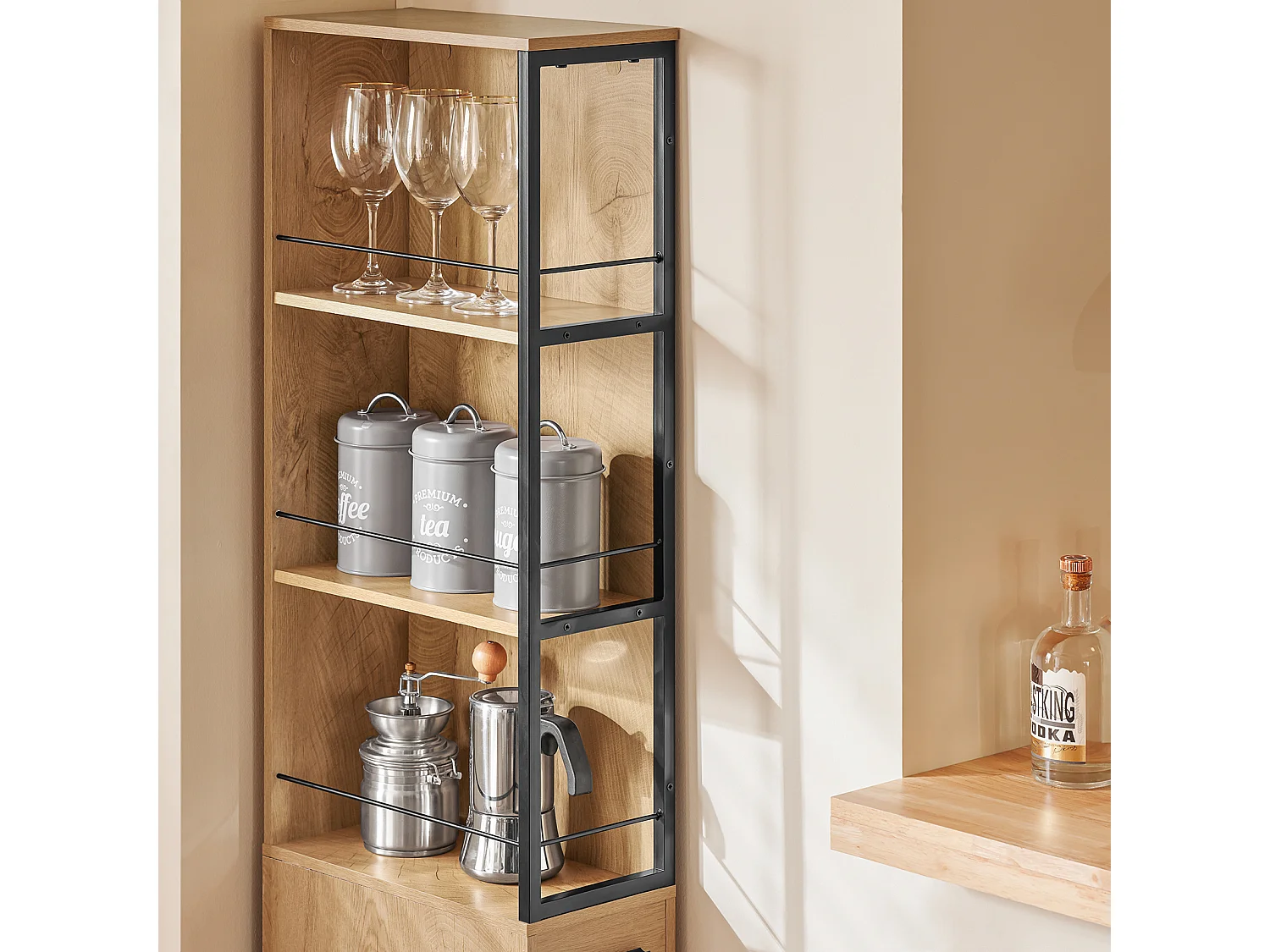 SoBuy Meuble Colonne Armoire Haute Rangement Étroit avec Roulettes 3 Étages 3 Tiroirs