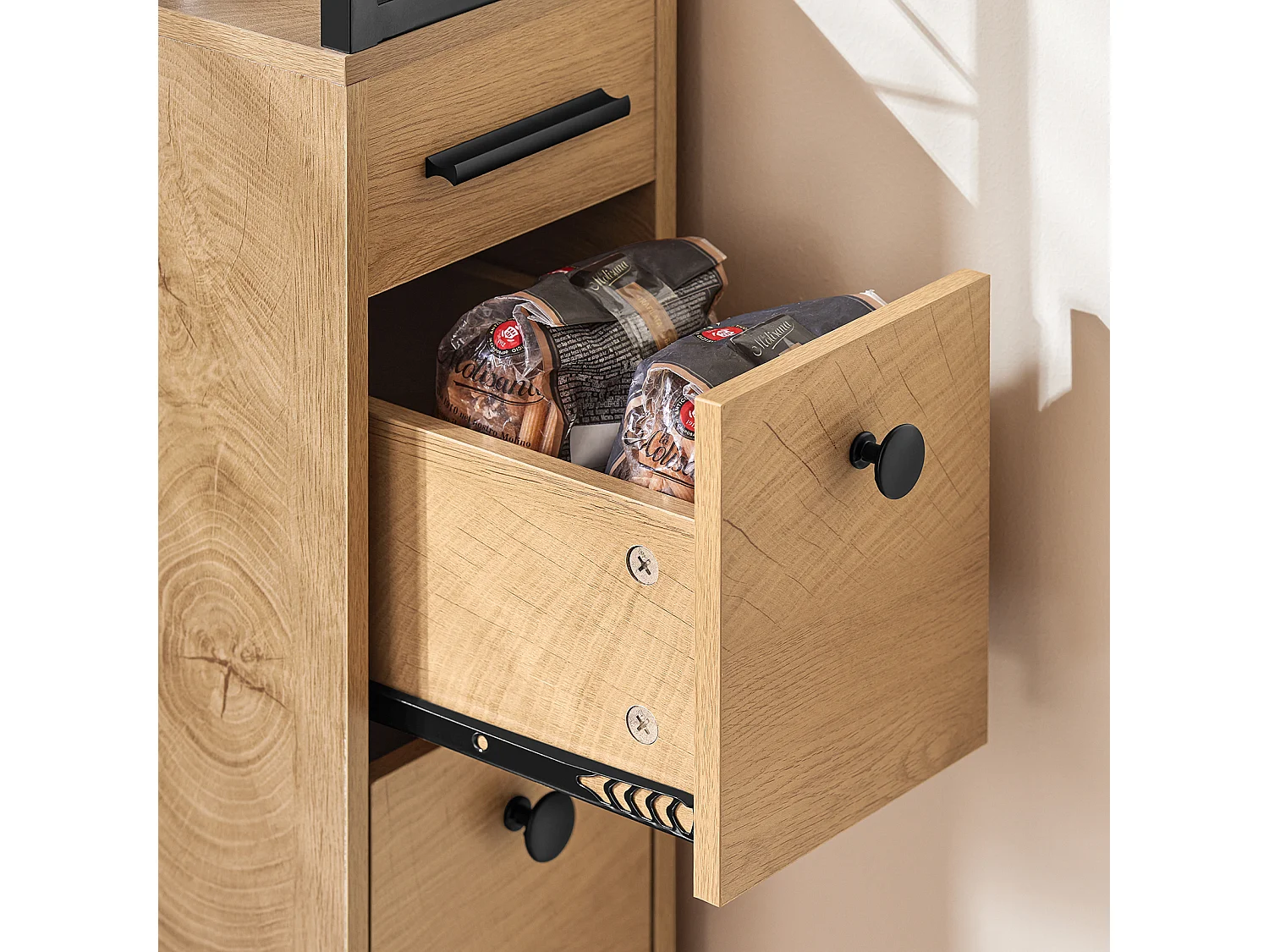 SoBuy Meuble Colonne Armoire Haute Rangement Étroit avec Roulettes 3 Étages 3 Tiroirs