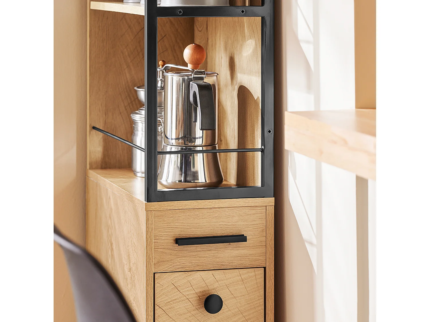 SoBuy Meuble Colonne Armoire Haute Rangement Étroit avec Roulettes 3 Étages 3 Tiroirs