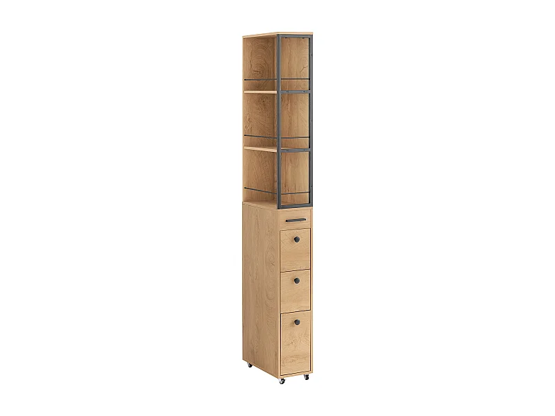 SoBuy Meuble Colonne Armoire Haute Rangement Étroit avec Roulettes 3 Étages 3 Tiroirs