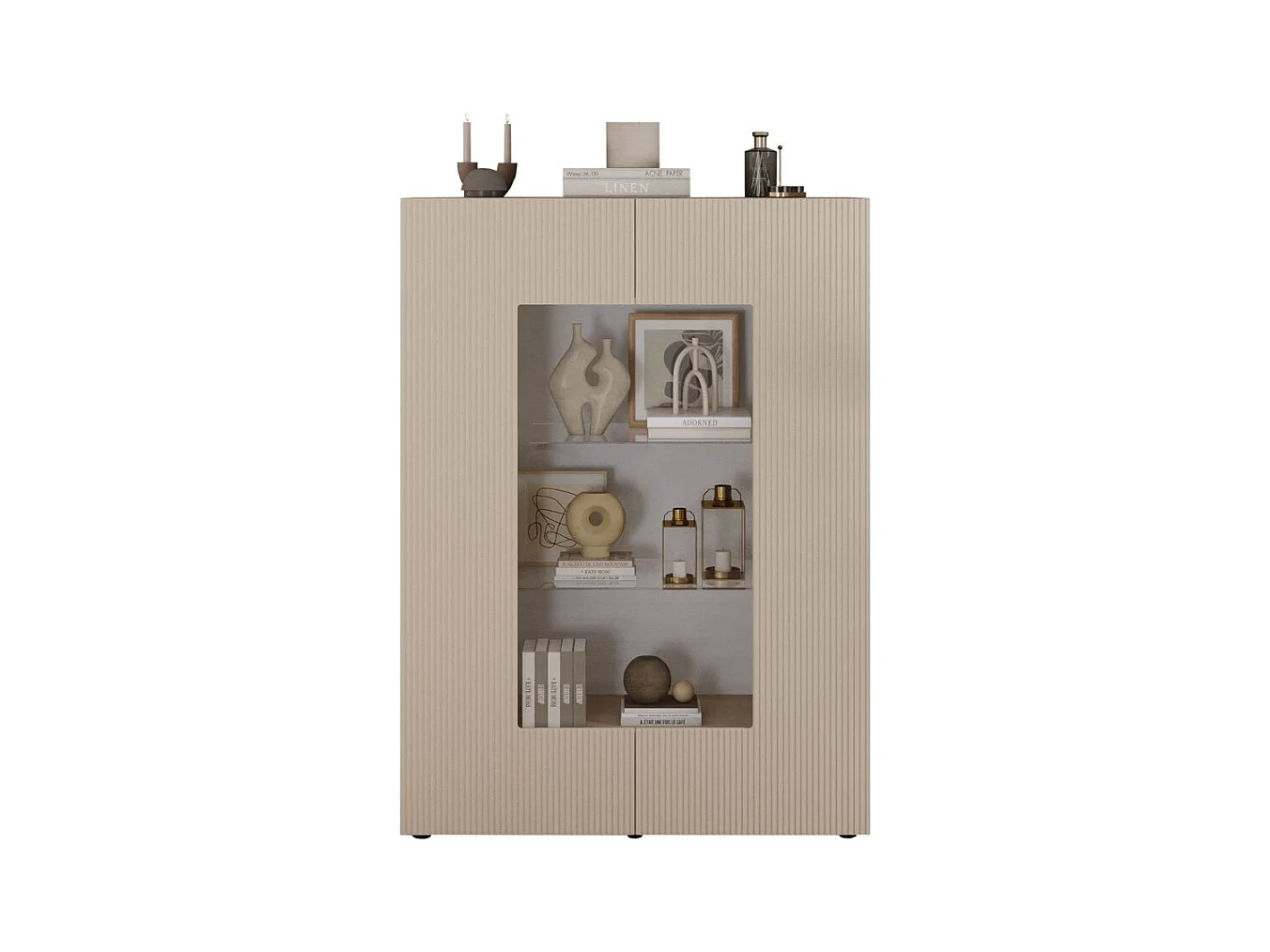 Vitrine SCENA – L121 x H166 x P42 cm – 2 portes – Coloris Cachemire