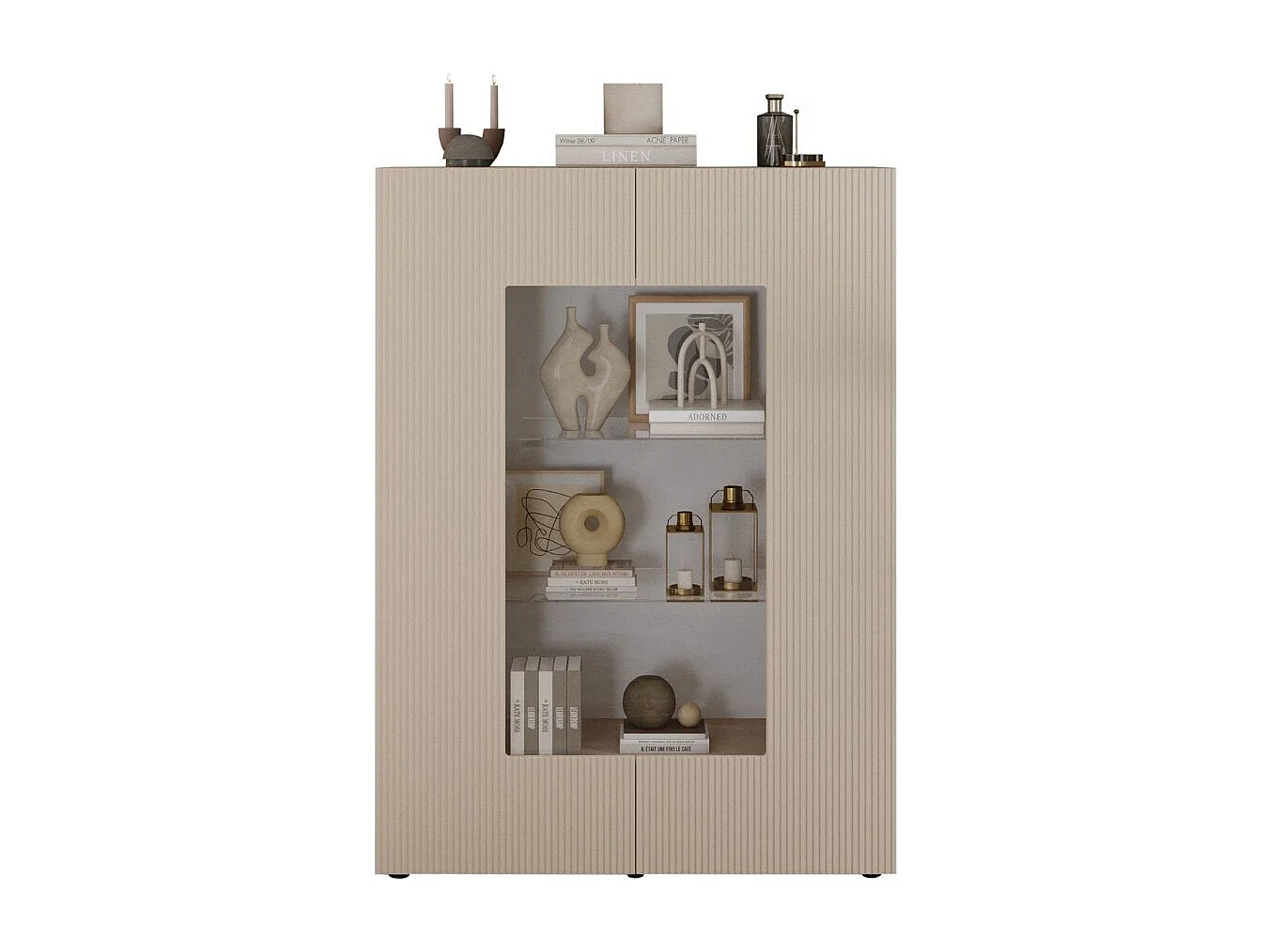 Vitrina SCENA – L121 x A166 x P42 cm – 2 portas – Cor Caxemira