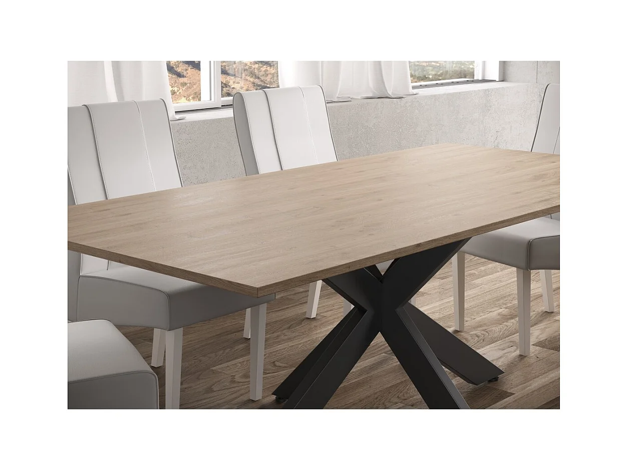 Mesa de comedor GWEN – 180 x 90 cm – Roble Cadiz y metal