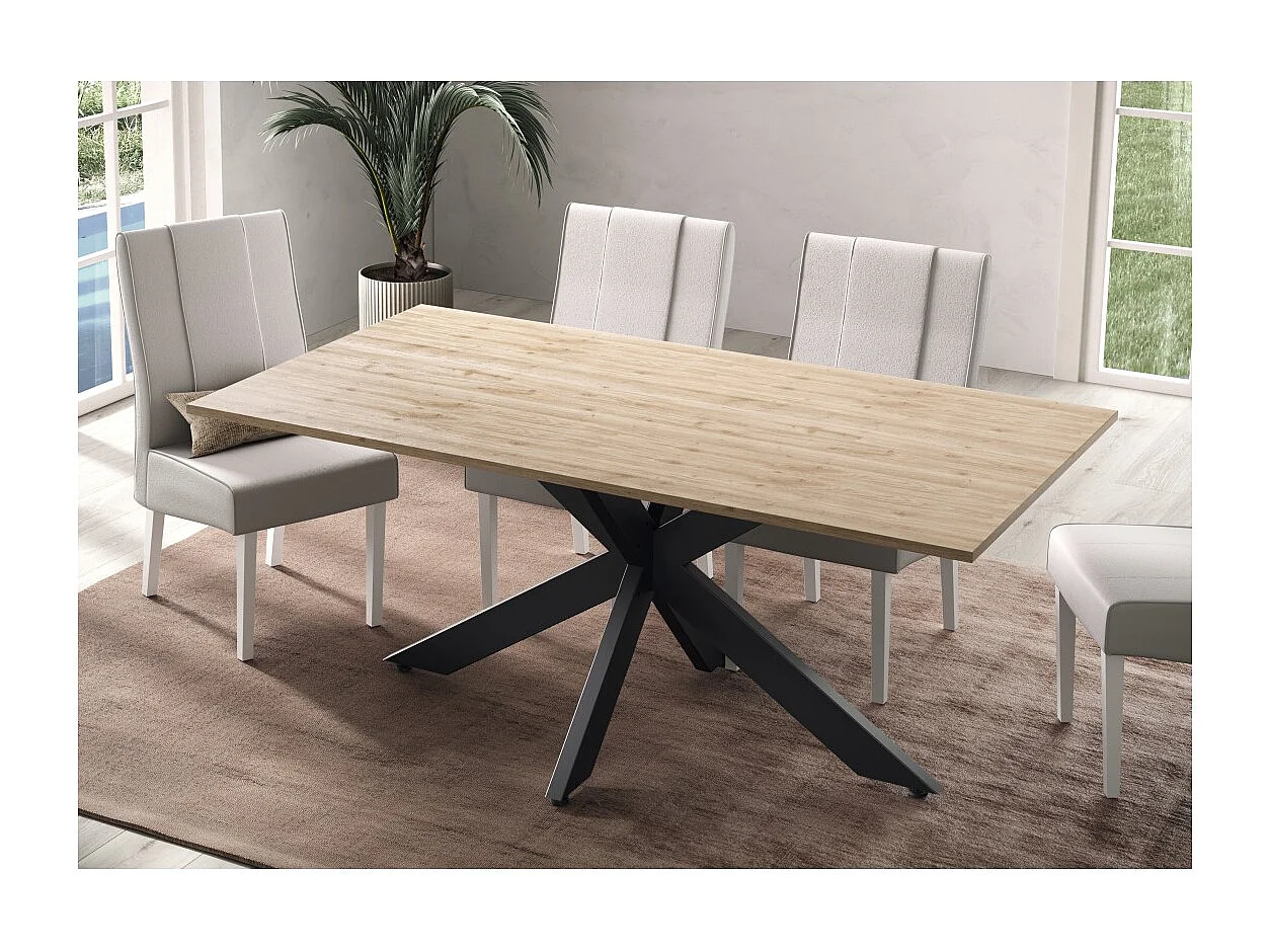 Mesa de jantar GWEN – 180 x 90 cm – Carvalho Cadiz e metal