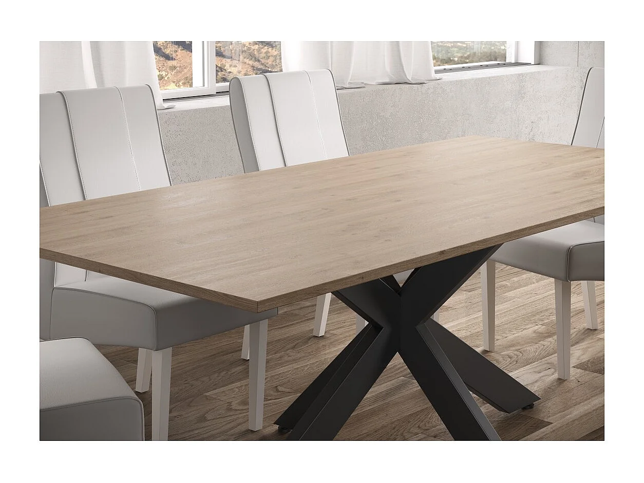 Mesa de jantar GWEN – 180 x 90 cm – Carvalho Cadiz e metal