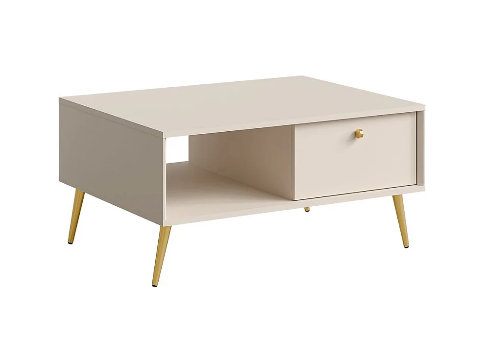 Mesa de centro diseño AZURÉA – 1 nicho + 1 puerta abatible – Color arena