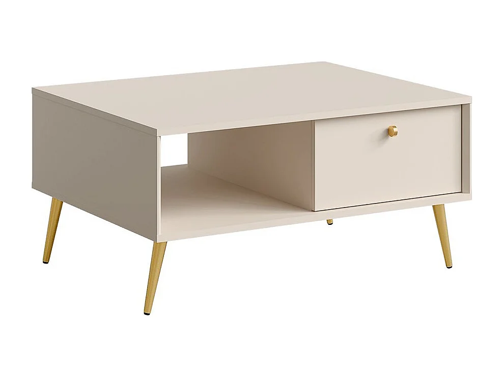 Mesa de centro diseño AZURÉA – 1 nicho + 1 puerta abatible – Color arena