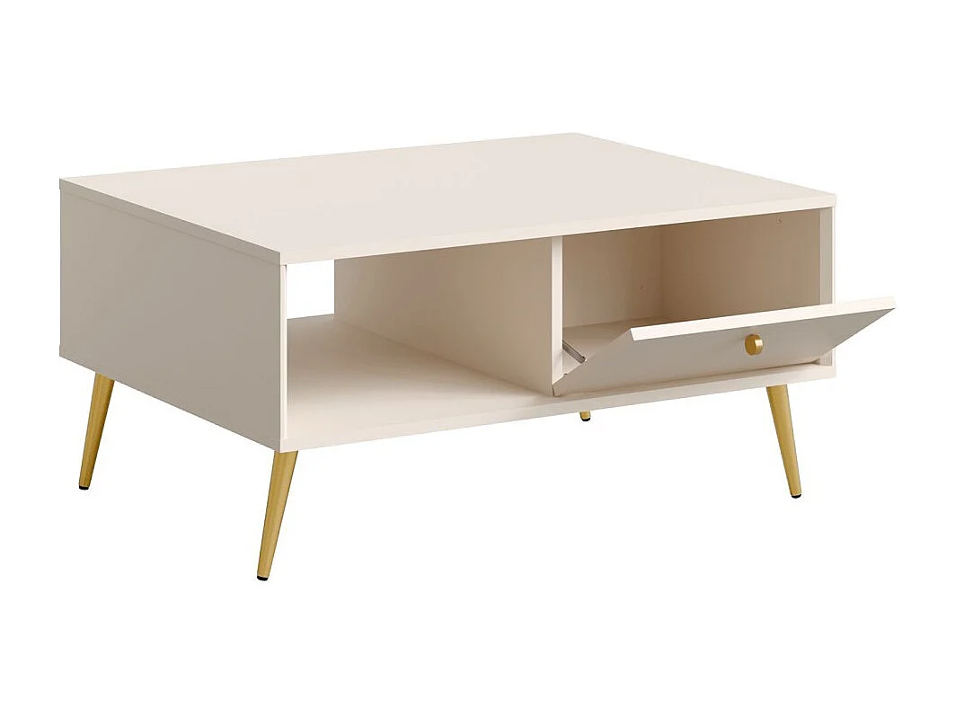 Mesa de centro diseño AZURÉA – 1 nicho + 1 puerta abatible – Color arena