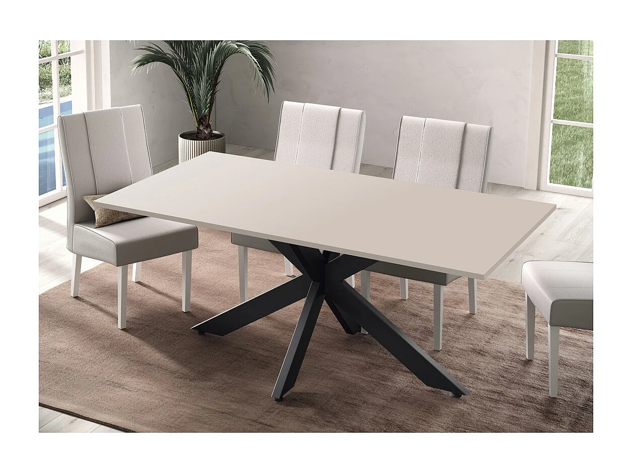 Table de salle à manger GWEN – 180 x 90 cm – Coloris cachemire et métal