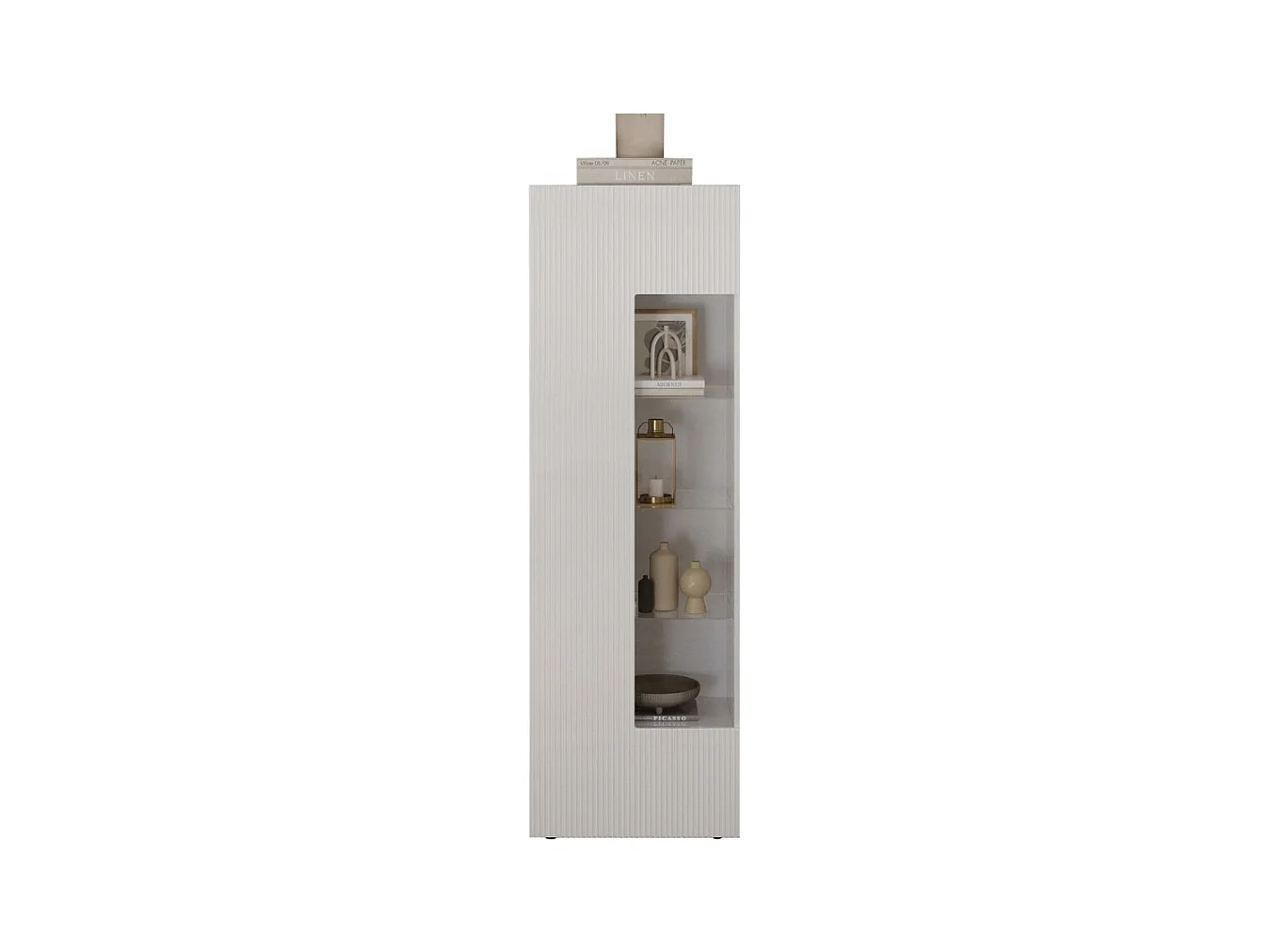 Vitrine SCENA – L60 x H187 x P42 cm – 1 porte – Blanc laqué brillant