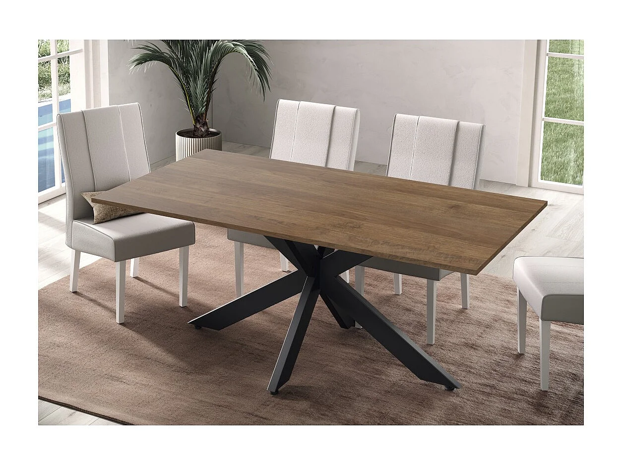 Table de salle à manger GWEN – 180 x 90 cm – Bois foncé Mercure et métal