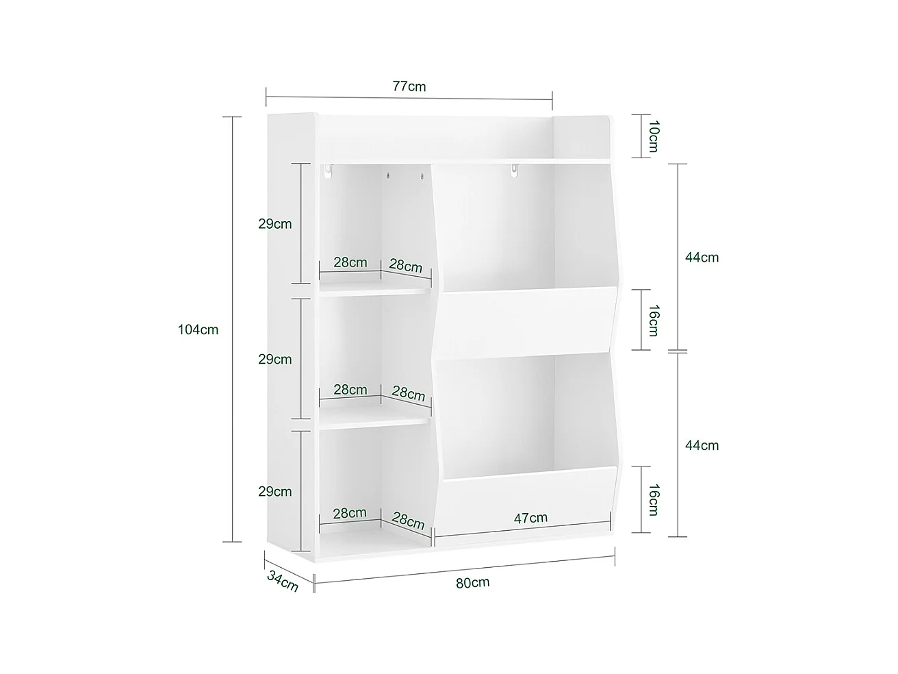 SoBuy regał dziecięcy Montessori półka na zabawki 5 otwartych przegród stojący biały 80x34x104 cm