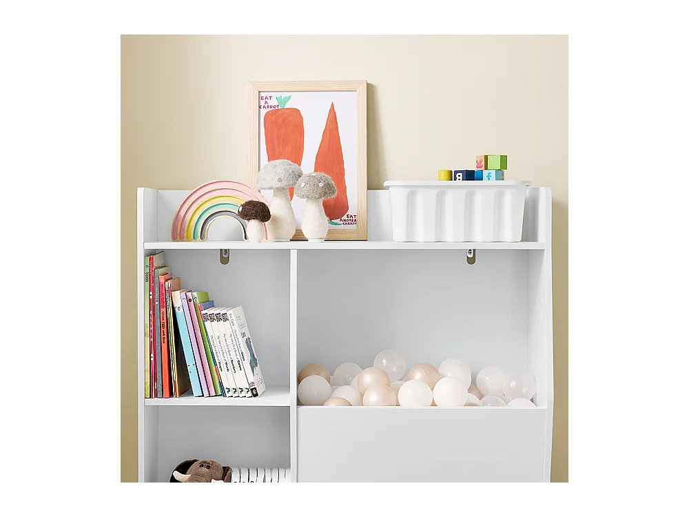 SoBuy regał dziecięcy Montessori półka na zabawki 5 otwartych przegród stojący biały 80x34x104 cm