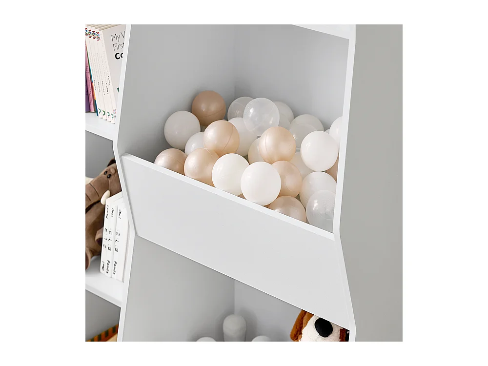 SoBuy regał dziecięcy Montessori półka na zabawki 5 otwartych przegród stojący biały 80x34x104 cm