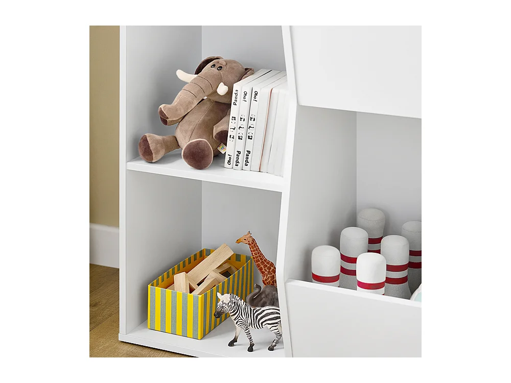 SoBuy regał dziecięcy Montessori półka na zabawki 5 otwartych przegród stojący biały 80x34x104 cm