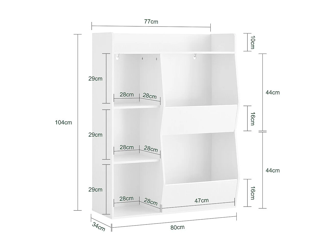 SoBuy Bibliothèque Montessori Étagère à Jouets 5 Compartiments Ouverts Blanc 80x34x104 cm
