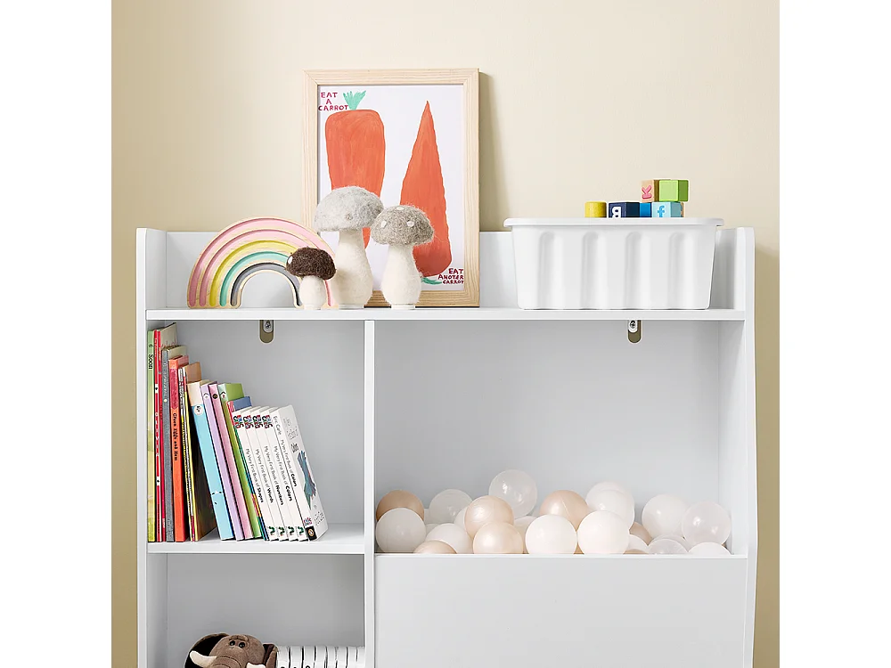 SoBuy Bibliothèque Montessori Étagère à Jouets 5 Compartiments Ouverts Blanc 80x34x104 cm