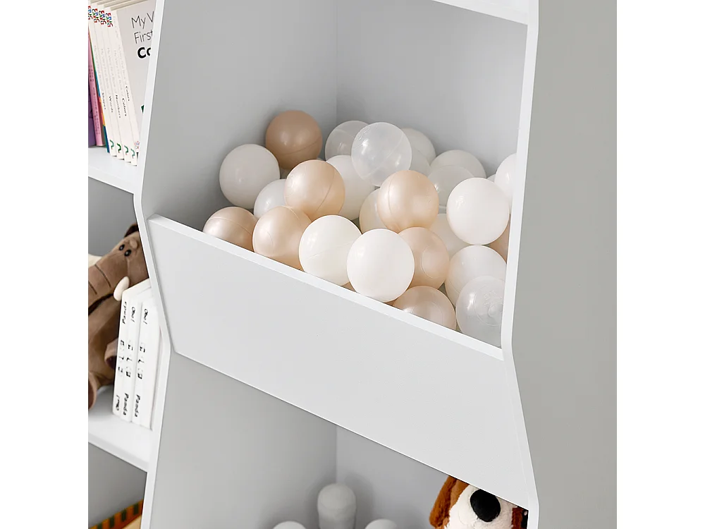 SoBuy Bibliothèque Montessori Étagère à Jouets 5 Compartiments Ouverts Blanc 80x34x104 cm