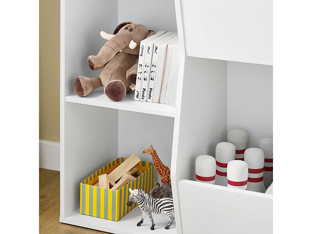 SoBuy Bibliothèque Montessori Étagère à Jouets 5 Compartiments Ouverts Blanc 80x34x104 cm