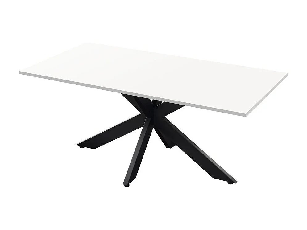Table de salle à manger GWEN – 180 x 90 cm – Blanc laqué et métal