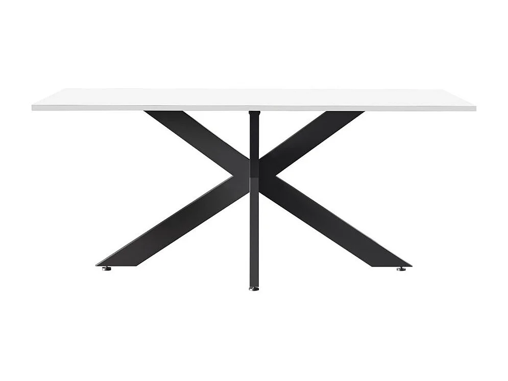 Table de salle à manger GWEN – 180 x 90 cm – Blanc laqué et métal