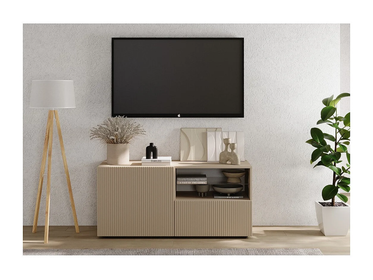 Meuble TV SCENA – L121 x H57 x P42 cm – Coloris Cachemire