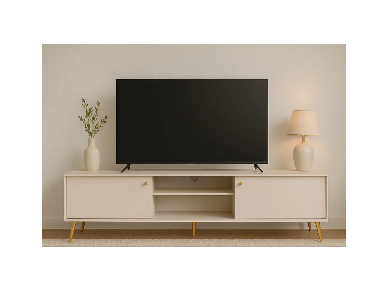 Mueble para TV diseño AZURÉA – 2 puertas + 2 nichos – Color arena
