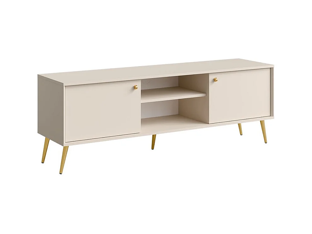 Meuble TV design AZURÉA – 2 portes + 2 niches – Coloris sable