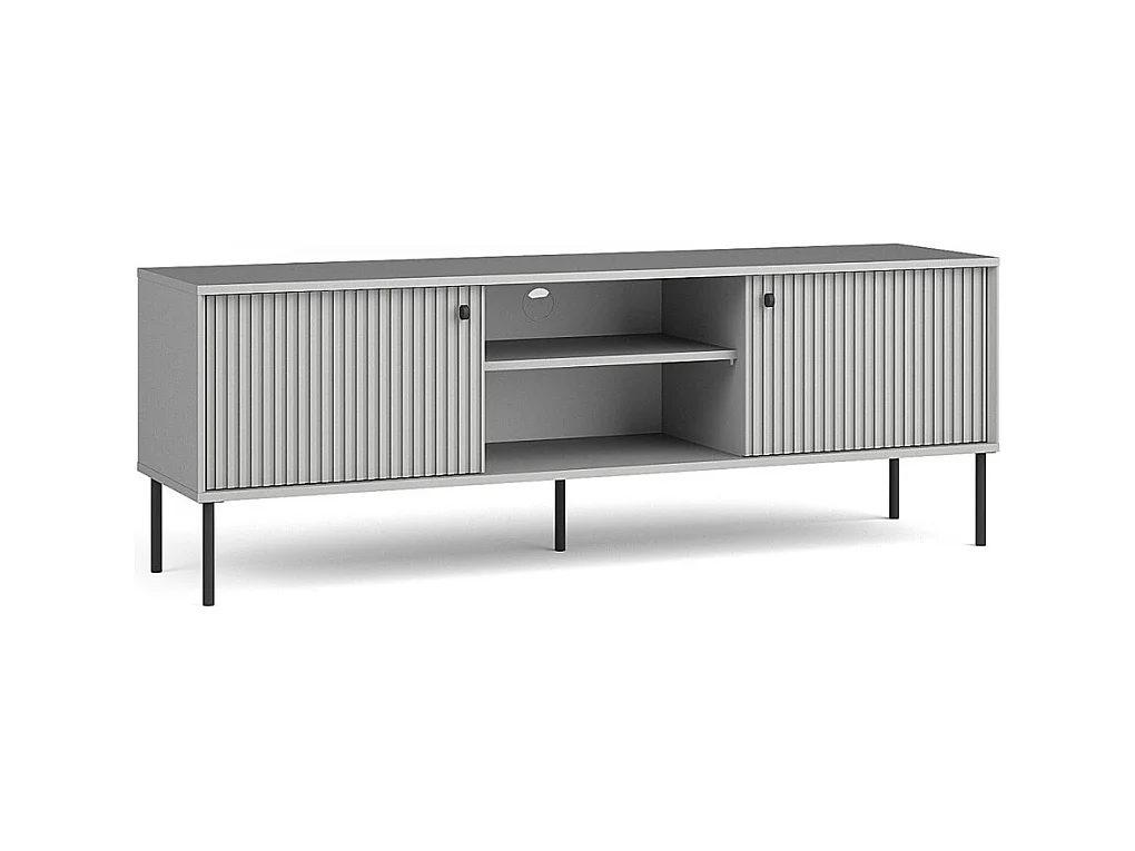 Meuble TV ISIS – 2 portes & 2 niches – Gris – 157x55x41 cm