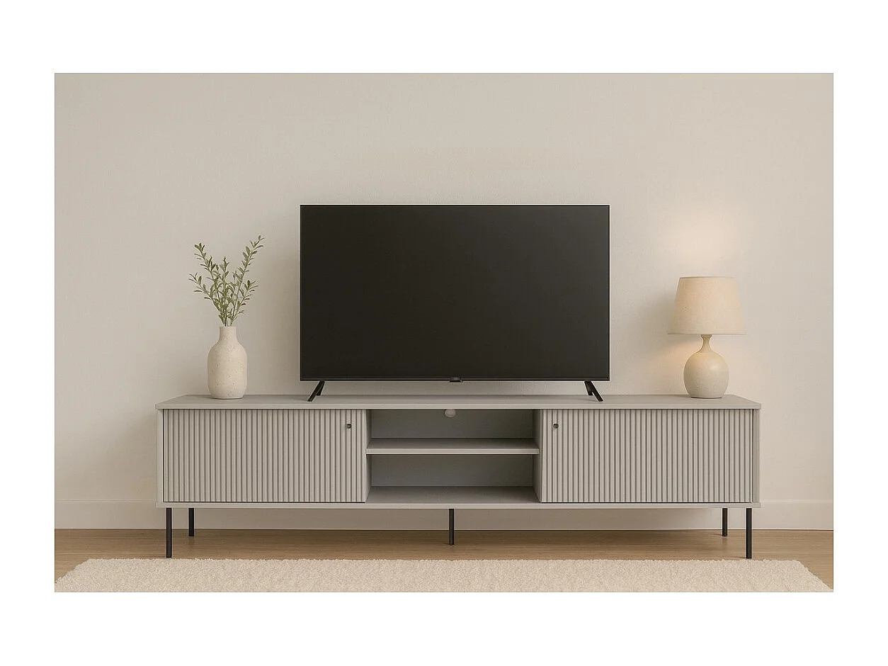 Móvel para TV ISIS – 2 portas & 2 niches – Cinza – 157x55x41 cm