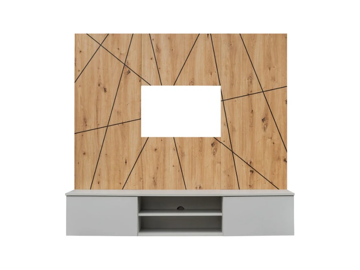 Composition murale IXAR géométrique – Meuble TV + panneaux décoratifs