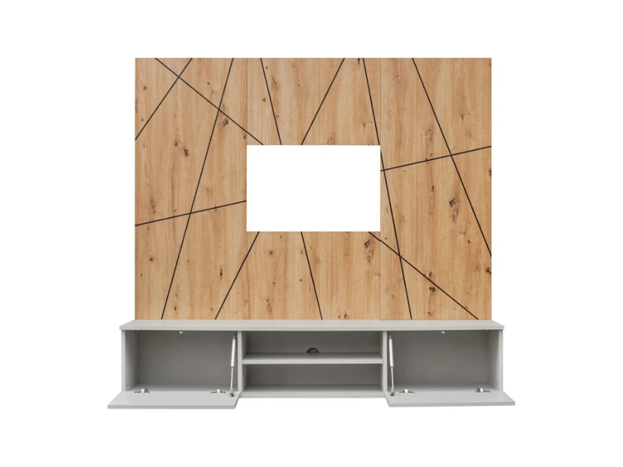 Composition murale IXAR géométrique – Meuble TV + panneaux décoratifs