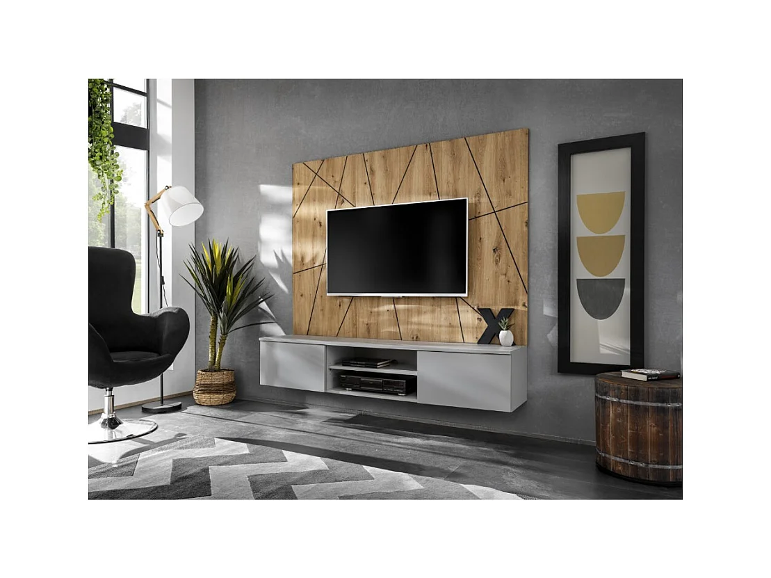 Composição mural IXAR geométrica – Móvel para TV + painéis decorativos
