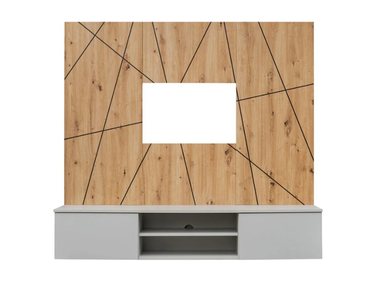 Composition murale IXAR géométrique – Meuble TV + panneaux décoratifs