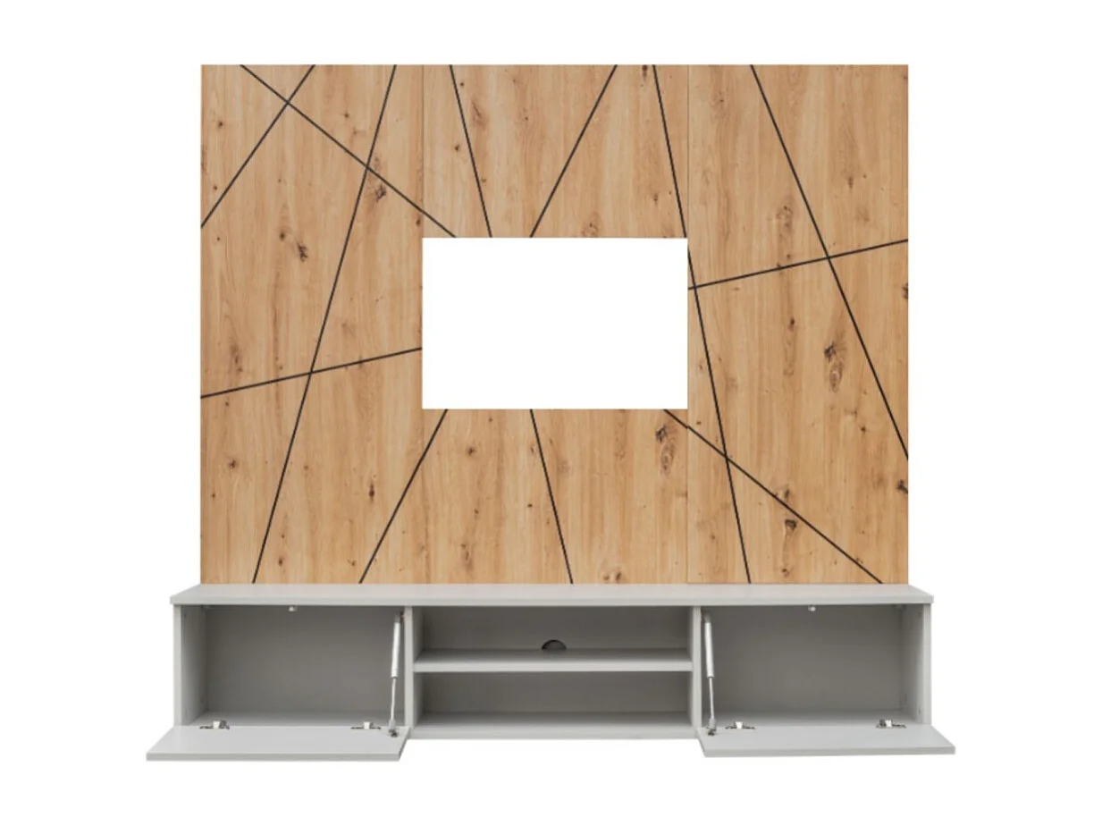 Composition murale IXAR géométrique – Meuble TV + panneaux décoratifs