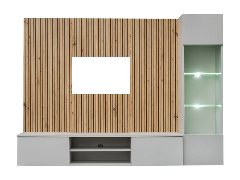 Composição mural IXAR – Móvel de TV e vitrine suspensa – Com LED