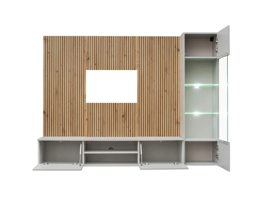 Composição mural IXAR – Móvel de TV e vitrine suspensa – Com LED